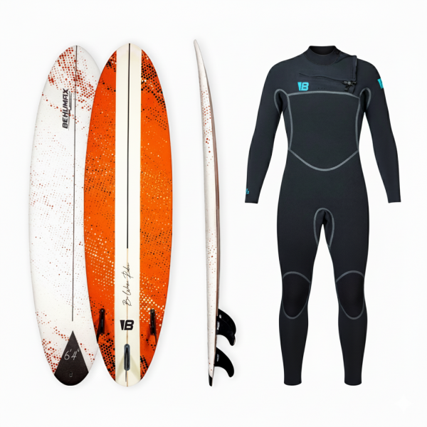 Evolutive Be Wave Rider 6’4″ + Neopreno largo - fondo blanco
